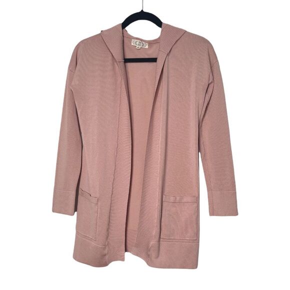 Pink Rose‎ Open Front Hoodie Cardigan Pink M - Picture 1 of 7